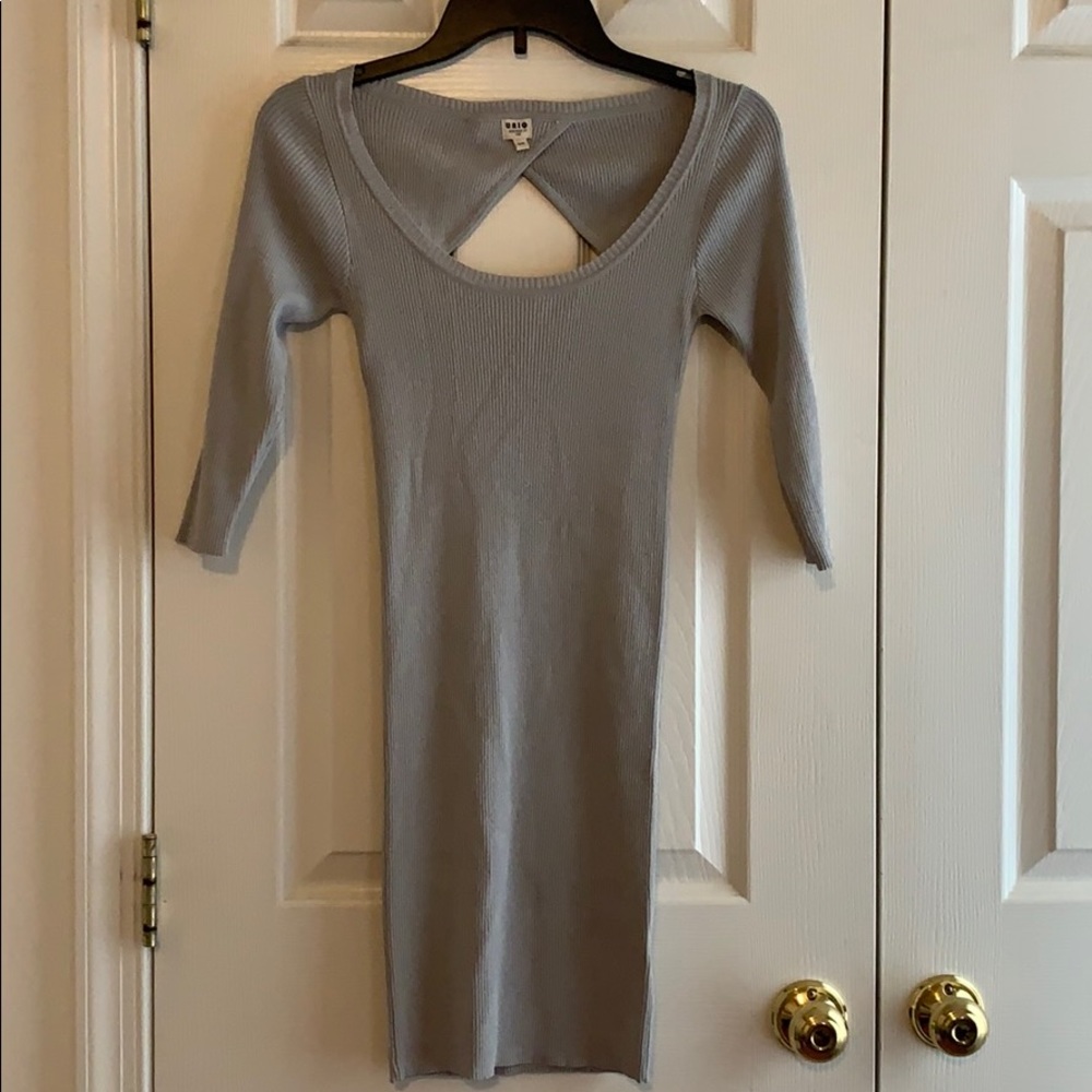 Gray mini dress with sleeves